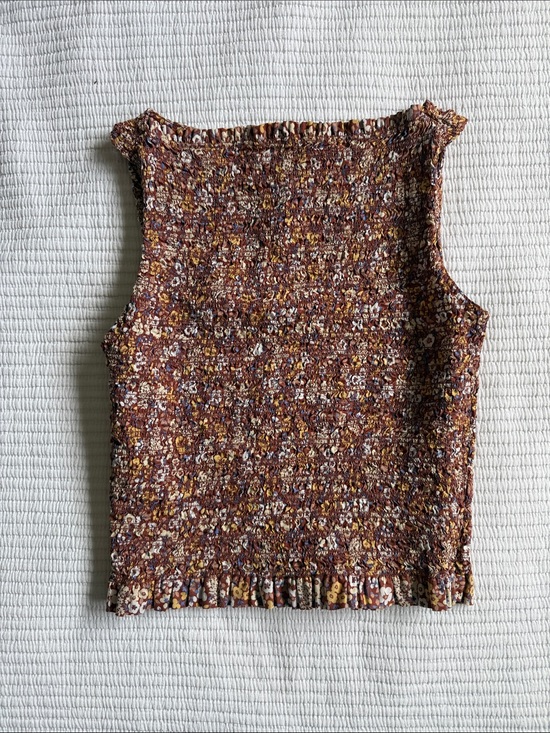 Everlane Tops - Everlane Brown Floral Smocked Tank